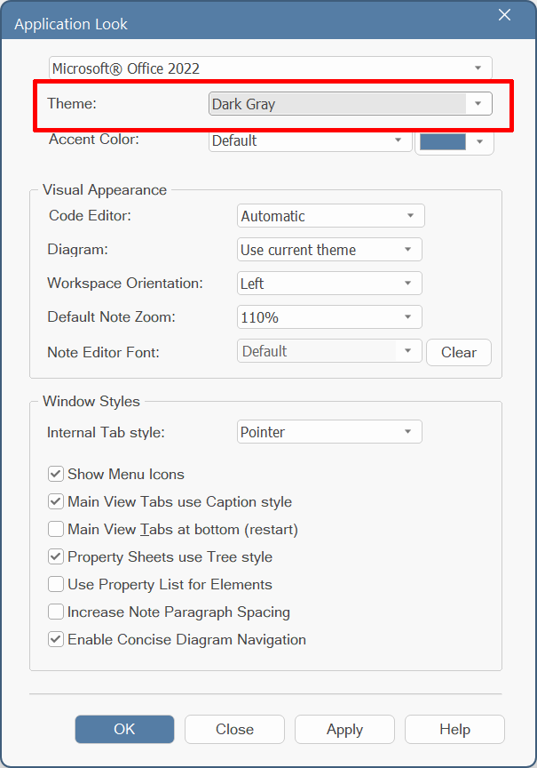 Nastavení vzhledu aplikace: Prostředí jako takové